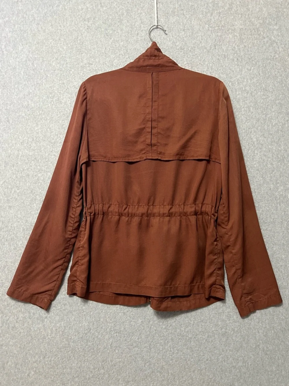 Cartonnier Anthropologie Safari Anorak Jacket Size 8 Rust Brown Tencel Utility - Picture 8 of 11